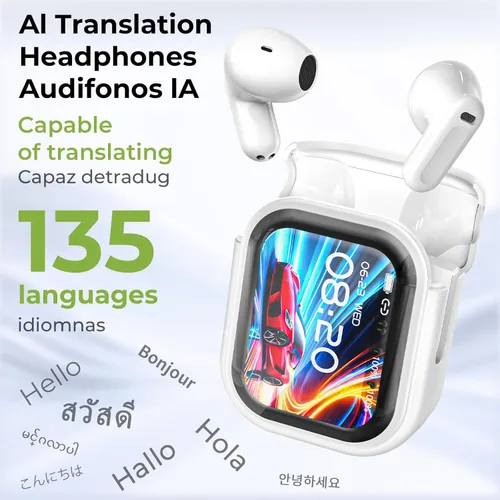 Miniatura 4 de Auriculares de Traducción NE20, Auriculares Bluetooth 5.4 con Pantalla LED, Traductor de 135 Idiomas, Dispositivo Traductor 4en1, Adecuados