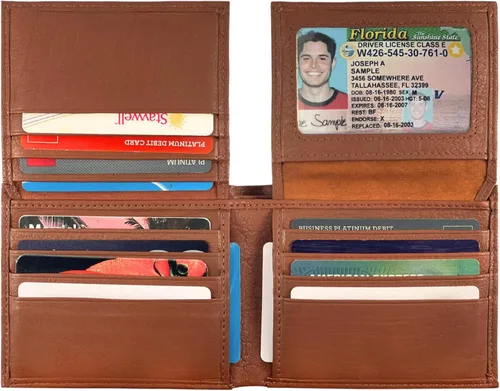 Miniatura 16 de Bullz RFID bloqueo de señal de protección contra robo de cuero grande grueso de seguridad para hombre cartera, Negro