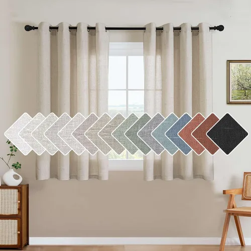 H.VERSAILTEX - Elegantes cortinas de lino natural mezclado, eficientes energéticamente, con filtro de luz, textura de lino, paneles para ventana con
