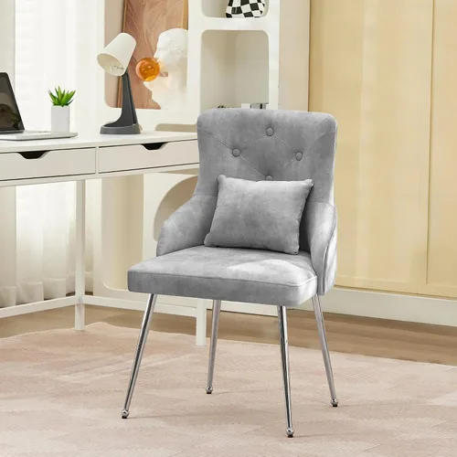Miniatura 21 de Silla de tocador de terciopelo, silla de comedor tapizada para dormitorio, comedor, sala de maquillaje, silla moderna para sala de estar con patas