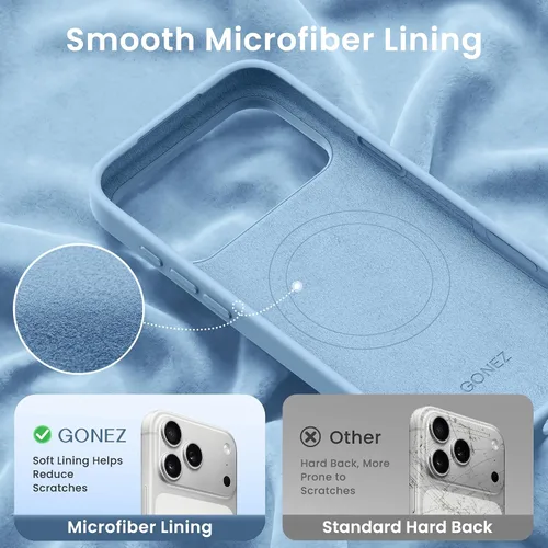 Miniatura 841 de GONEZ Funda de silicona para iPhone 15 Pro Max, compatible con Magsafe, protector de cámara + protector de pantalla, forro de microfibra suave
