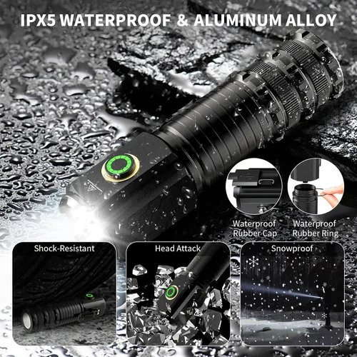 Miniatura 5 de Wind&Moon Linterna Mini de Altos Lúmenes Recargable, Linternas de Bolsillo Súper Brillantes, Luz Táctica EDC con Magnética, 5 Modos, USB-C, Compacta
