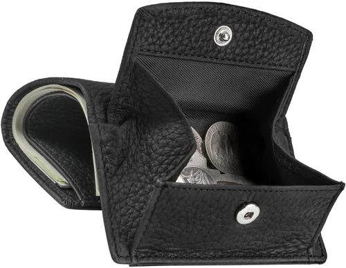 Karmiir RFID - Cartera pequeña de cuero para hombres y mujeres con bolsa para monedas, billetera compacta de triple bolsillo con ranura para