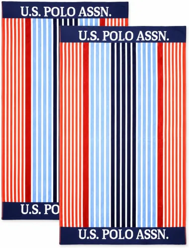 Miniatura 22 de U.S. Polo Assn. Toalla de playa de gran tamaño (40 x 70 pulgadas), diseño náutico a rayas, de lujo, algodón de felpa de calidad de hotel para baño