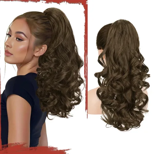 Miniatura 37 de Sofeiyan Extensión de cola de caballo de 11 pulgadas con clip de garra, extensiones de cabello con cola de caballo, cola de caballo larga y rizada