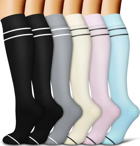 Calcetines médicos de compresión de cobre para mujeres y hombres (6 pares), el mejor apoyo para correr, atletismo, enfermería, viajes