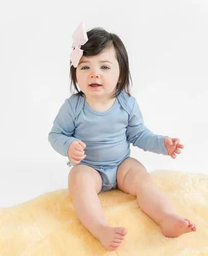 Miniatura 2 de Woolino Body unisex de manga larga para bebé, cuello sin etiquetas, 100% lana merino superfina