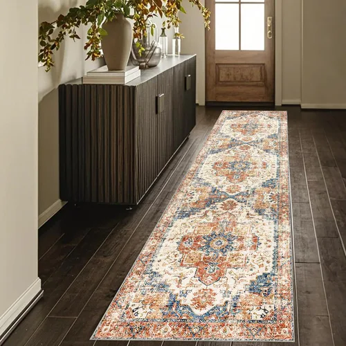 Miniatura 47 de Alfombra lavable para pasillo de 2 x 3: alfombra suave vintage para cocina, baño, lavandería, con respaldo antideslizante, alfombra de piso