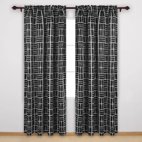 Miniatura 2 de Deconovo Paneles de cortina opacas con estampado de moda para sala de estar, 52 pulgadas de ancho x 95 pulgadas de largo, color negro
