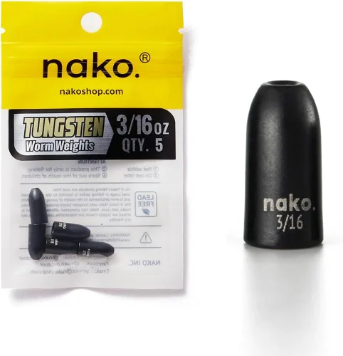 Miniatura 24 de Nako - Pesas de bala de tungsteno para pesca, de 1/32 oz a 3/4 oz, color calabaza negra y verde sin astillas, pesas de pesca para aparejo de Texas