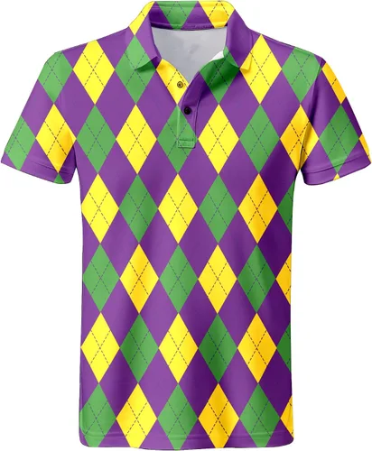Miniatura 10 de Camisa de golf de los años 80 para hombre, ajuste seco, manga corta, estampada, divertidas, camisas de golf de los años 90 para hombre