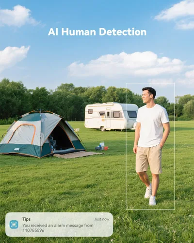 Miniatura 7 de COCOCAM 4G Cámara de seguridad celular magnética portátil inalámbrica, cámara 2K para interior/exterior para RV/camping/viajes, 300° panorámica