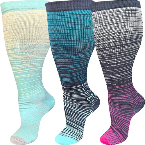 Miniatura 7 de ZFiSt - Calcetines de compresión de talla grande para pantorrilla ancha para mujeres y hombres, medias de compresión deportiva para enfermeras
