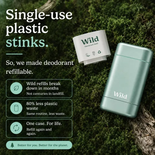 Miniatura 7 de Wild - Estuche Aqua con paquete variado de recarga - Desodorante recargable - Sin aluminio - Incluye fragancias de algodón fresco y sal marina, flor
