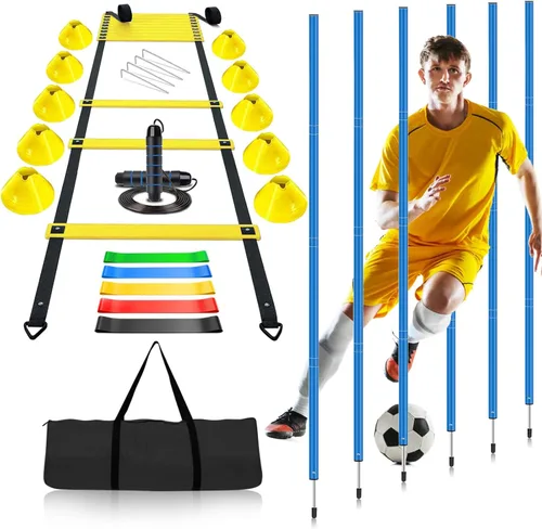 Haootadiy Varas de Entrenamiento de Agilidad de Fútbol | Equipo de Fútbol Ajustable para Entrenamiento Incluye 6 Varas de Agilidad Flexibles