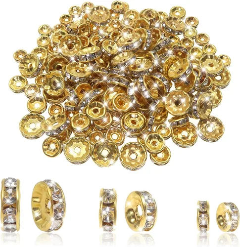 Miniatura 9 de TOAOB - 200 cuentas espaciadoras Rondelle de 0.236 in, 0.315 in, 0.394 in, redondas, de cristal checo, sueltas, cuentas espaciadoras sueltas