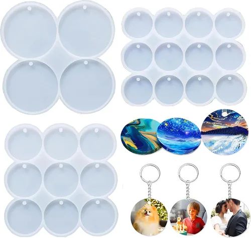 Miniatura 10 de Moldes de posavasos de resina Loyohep, moldes de silicona para resina, 12 piezas con moldes de posavasos redondos, cuadrados, octagonales y florales