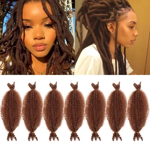 Miniatura 21 de 3 paquetes de cabello trenzado Marley Twist de 8 pulgadas, cabello afro twist elástico preseparado para rastas suaves de imitación, cabello