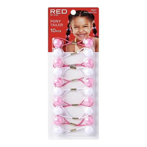 Miniatura 2 de RED by Kiss 10 ligas para el pelo de bola de 0.63 pulgadas, soportes para cola de caballo de burbujas para niños, niñas, mujeres, bebés, bebés
