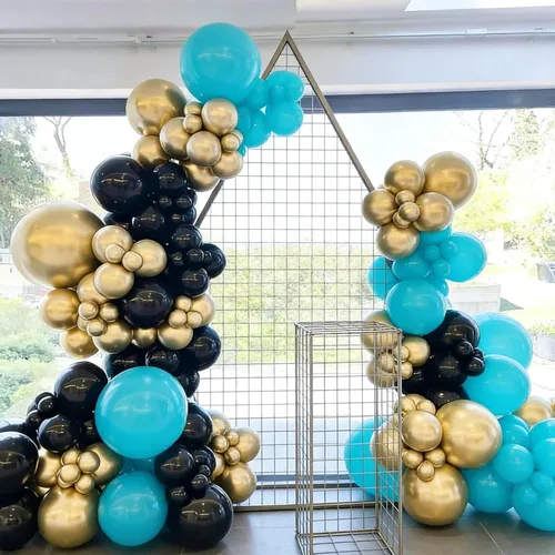 Miniatura 3 de 110 globos negros y dorados, globos metálicos dorados y negros de 18/12/10/5 pulgadas para graduación 2026, boda, cumpleaños, decoración de fiesta