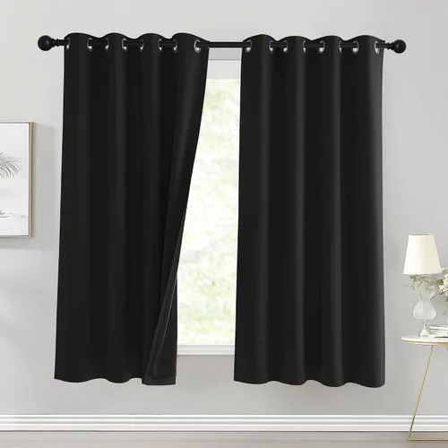 Pony Dance Cortinas 100% opacas, cortinas gruesas de doble capa de bloqueo de luz, cortinas de reducción de ruido con aislamiento térmico para
