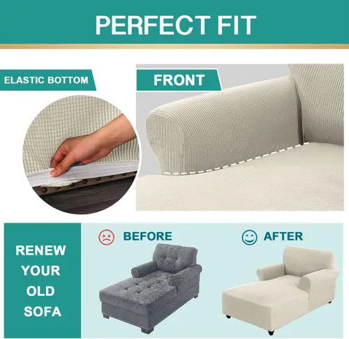 Miniatura 5 de OKYUK Funda para tumbona, de tela jacquard, elástica, con doble brazo, lavable a máquina, protector de muebles suave para sala de estar y dormitorio