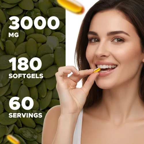 Miniatura 5 de Vitabod Aceite de semilla de calabaza prensado en frío, 3000 mg por porción, 180 cápsulas blandas, sin OMG y sin gluten