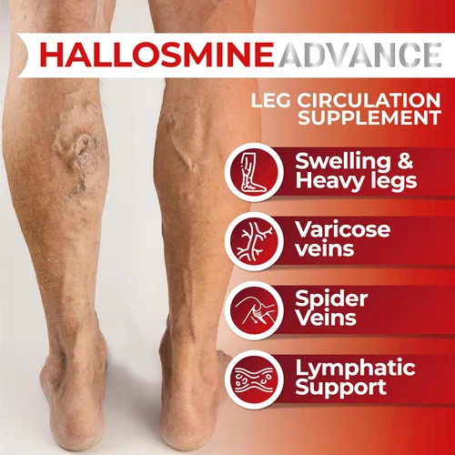 Miniatura 4 de Hallosmine Advance Diosmin 1000 mg + crema gratis para venas, soporte para la circulación, venas, piernas pesadas y venas varicosas – Castaño