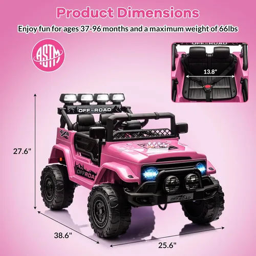 Miniatura 7 de GarveeLife Juguete de paseo para niños de 37 a 96 meses, camión eléctrico con velocidad máxima de 5 MPH, control remoto, pedal de acelerador