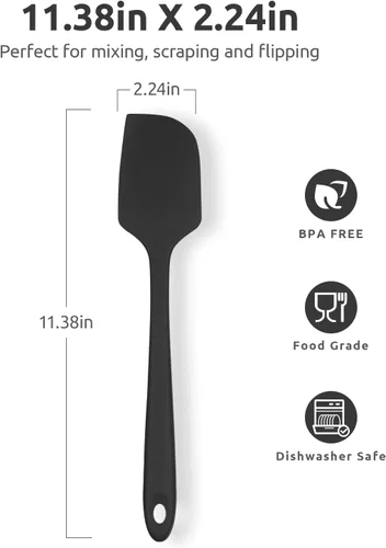 Miniatura 2 de Espátula grande de silicona resistente al calor: U-Taste 600ºF de alto calor, flexible, 11.38 pulgadas, mezcla de silicona, agitación, raspado, Negro