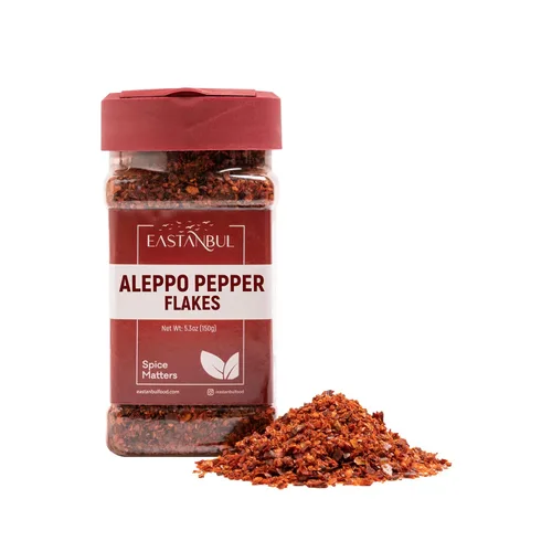 Eastanbul Pimienta Aleppo, 5.3 onzas, hojuelas de pimienta de Alepo, molido de Turquía, Pul Biber para platos mediterráneos y de Oriente Medio,