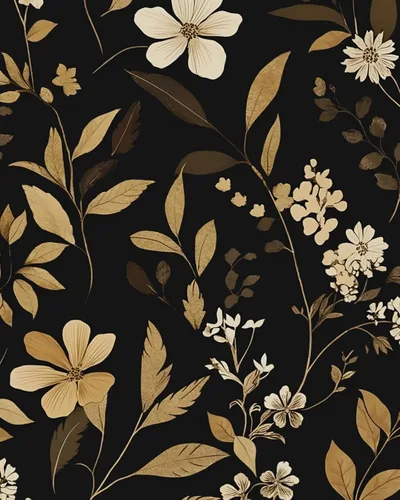 Miniatura 8 de Fvlow Papel Tapiz Floral Negro Despegar y Pegar Papel de Contacto Hoja Dorada Papel Tapiz de Hojas Impermeable Autoadhesivo Revestimiento de Pared