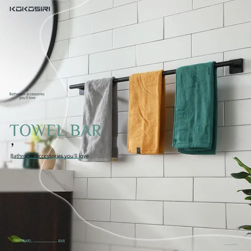 Miniatura 5 de KOKOSIRI Toalleros de 36 pulgadas, barras de toalla de baño, color negro mate, soporte para toallas de baño de 36 pulgadas para baño, cocina, pared