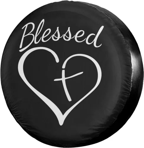 Miniatura 12 de Blessed Heart - Cubierta de neumático de repuesto cruzada a prueba de polvo, para remolques, vehículos recreativos, SUV y muchos vehículos, 17 Negro