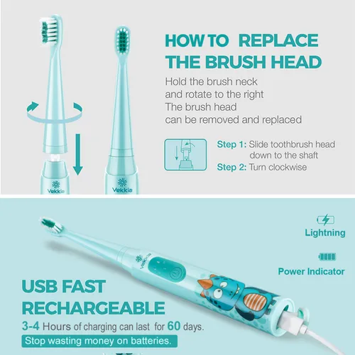 Miniatura 5 de Vekkia - Cepillos de dientes eléctricos para niños Azul