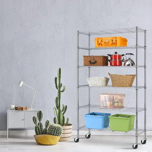 Miniatura 2 de HCY Estante de almacenamiento de 6 niveles, estantería de almacenamiento resistente, estante de almacenamiento de metal ajustable en altura NSF