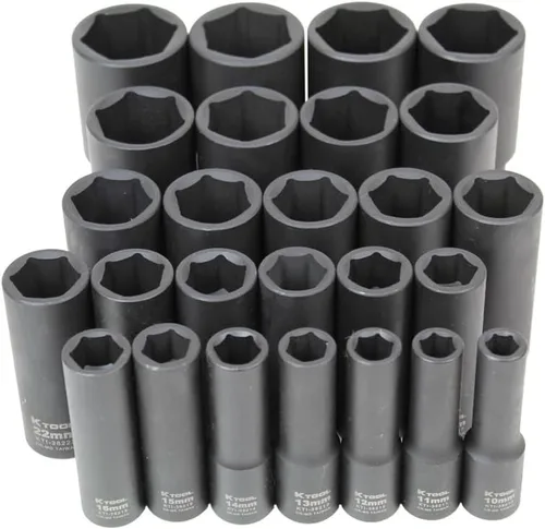 Miniatura 8 de K Tool International 38202 Juego de llaves de vaso de impacto métricas profundas con unidad de 1/2 pulgada para garajes, talleres de reparación