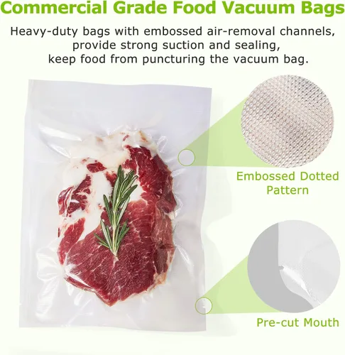 Miniatura 5 de Bonsenkitchen Bolsas selladoras al vacío precortadas, 50 bolsas selladoras de alimentos de 6" x 9" tamaño pinta, grado alimenticio, sin BPA