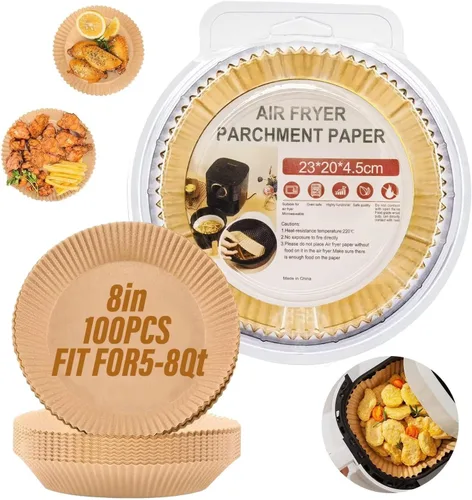 Miniatura 3 de Forros de papel desechables para freidora de aire, 100 piezas de papel pergamino antiadherente, a prueba de aceite, impermeable, de grado