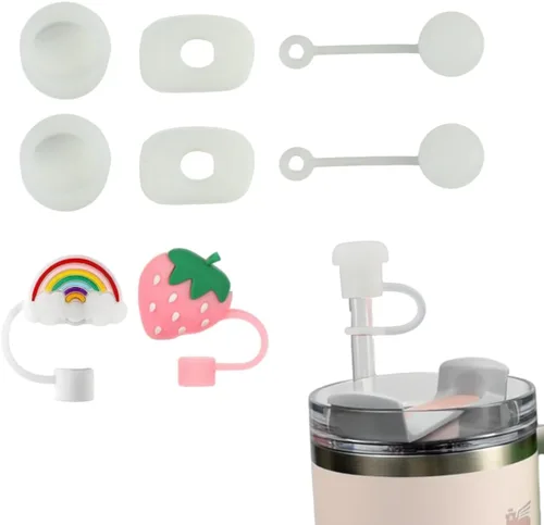 Miniatura 11 de CONQUERALL Juego de 4 tapas de pajilla, 2 tapones para derrames, 2 tapones de fugas, 2 fundas de silicona de repuesto para taza Stanley Universal