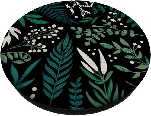 Miniatura 2 de Follaje de helecho botánico verde y bayas blancas con estampado floral PopSockets intercambiables PopGrip