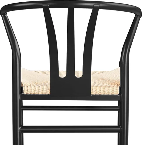 Miniatura 6 de Topeakmart Juego de 2 sillas de comedor de metal, sillas industriales de respaldo alto, sillas de comedor modernas de mediados de siglo, color negro