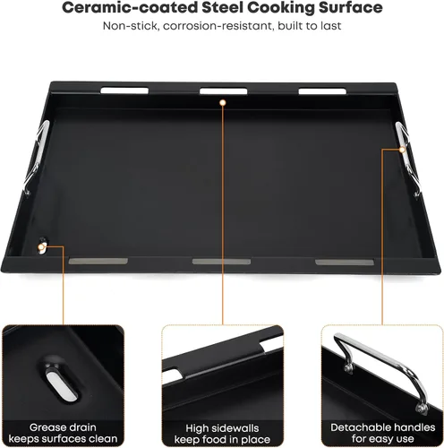 Miniatura 3 de Stanbroil Placa de Plancha Completa para Parrilla de Gas Weber Spirit 200 Series de 2 Quemadores, Placa Plancha de Superficie Plana Antiadherente