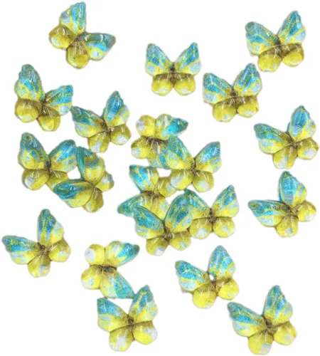 Miniatura 24 de Diamantes de imitación de mariposa con parte trasera plana, 80 unidades de 0.394 pulgadas, dijes de mariposa de resina para uñas, adornos, álbumes