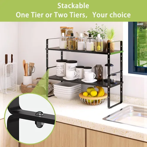 Miniatura 4 de Across-Star - Organizador de estante de gabinete expandible, estantes de almacenamiento de mostrador de cocina apilables, estante de despensa