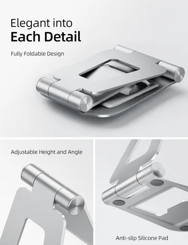 Miniatura 4 de Nulaxy Soporte plegable doble de aluminio para iPad, soporte para tableta de escritorio totalmente ajustable, accesorios para tableta de oficina