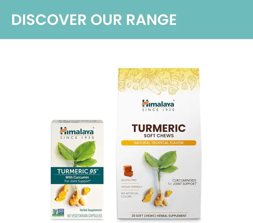 Miniatura 6 de Himalaya Suplemento de cúrcuma 95 con curcumina/curcuminoides, apoyo articular y muscular, flexibilidad y movilidad óptimas, 600 mg, sin OMG