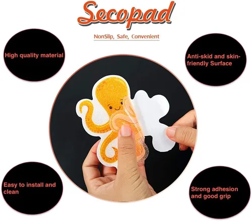 Miniatura 2 de Secopad Calcomanías antideslizantes para bañera, 14 piezas grandes de adhesivo marino para niños, calcomanías antideslizantes para ducha y bañera
