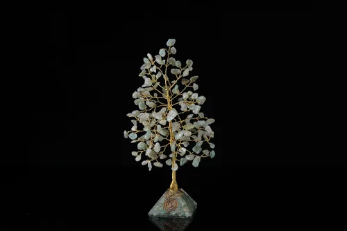 Miniatura 6 de Árbol de la vida de jade verde, base de pirámide de piedras preciosas de jade, árbol de cristal para energía positiva, Feng Shui, buena suerte, Base