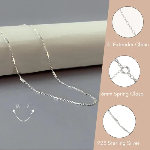 Miniatura 4 de Annika Bella Gargantilla de cadena para mujer, gargantilla de plata de ley 925, longitud de 13 a 16 pulgadas, collares cortos para adolescentes